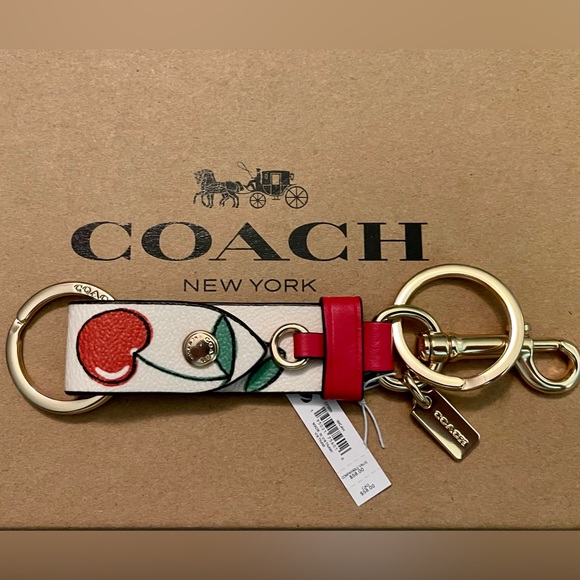 Coach Accessories Coach Trigger Snap Bag Charm With Heart Cherry